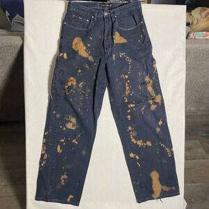 Raw‎ Edge Grunge Y2K Bleach Splatter Distressed Carpenter Jeans Black 34x34